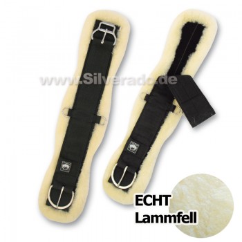 Lammfell Sattelgurt mit Klett, med. gegerbt 26 " / 65 cm