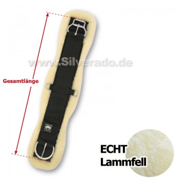 Lammfell Sattelgurt mit Klett, med. gegerbt 26 " / 65 cm