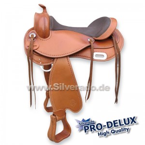 Pro-Delux Lederbaumart - baumloser Westernsattel SILVERADO Colorado-Saddlery hell