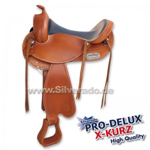 X-Kurz/Pro-Delux Lederbaumart - baumloser Westernsattel SILVERADO Colorado-Saddlery hell