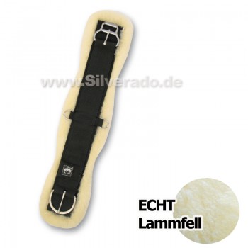 Lammfell Sattelgurt mit Klett, med. gegerbt